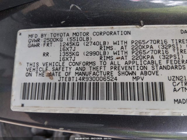 Aukcja sprzedaży 2003 Toyota 4runner Sr5 Sport V8, vin: JTEBT14R930006524, numer aukcji: 46167243
