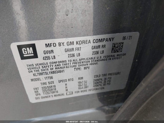 Продаж на аукціоні авто 2022 Chevrolet Trailblazer Fwd Rs, vin: KL79MTSL1NB034641, номер лоту: 46167247