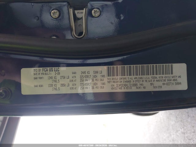 2020 Dodge Journey Se Value მანქანა იყიდება აუქციონზე, vin: 3C4PDCABXLT218989, აუქციონის ნომერი: 46167269