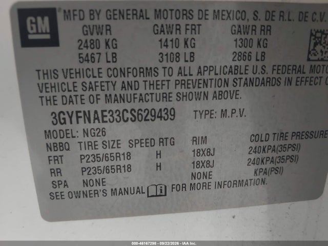 Продажа на аукционе авто 2012 Cadillac Srx Luxury Collection, vin: 3GYFNAE33CS629439, номер лота: 46167298