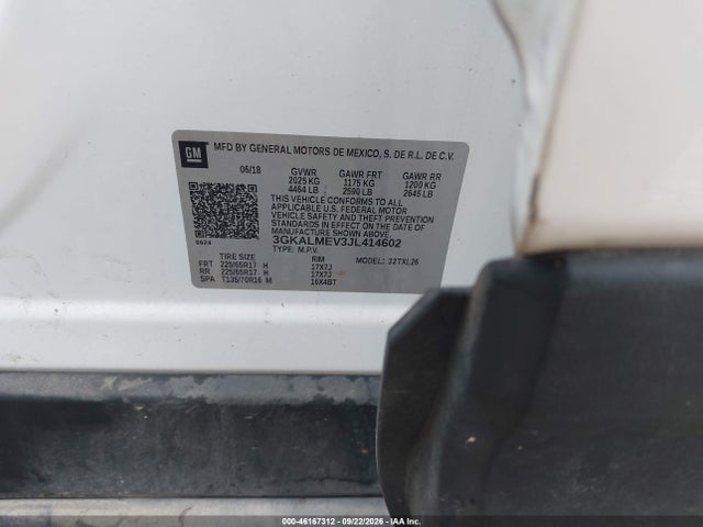 Auction sale of the 2018 Gmc Terrain Sle, vin: 3GKALMEV3JL414602, lot number: 46167312