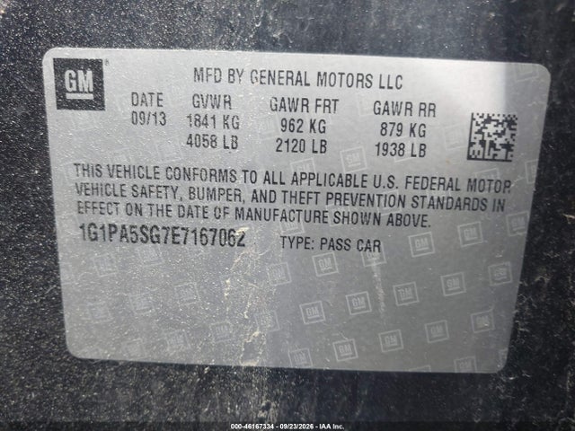 Продаж на аукціоні авто 2014 Chevrolet Cruze Ls Auto, vin: 1G1PA5SG7E7167062, номер лоту: 46167334