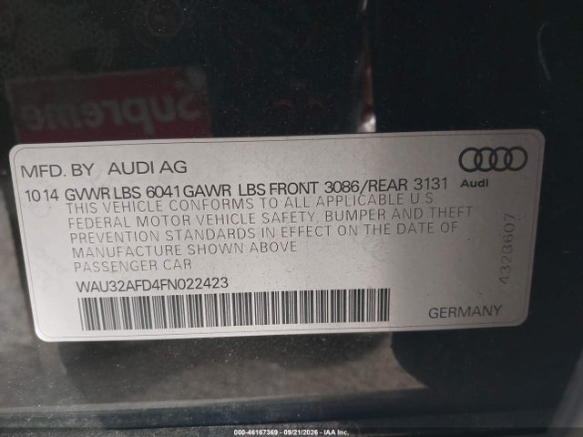 Aukcja sprzedaży 2015 Audi A8 L 4.0t, vin: WAU32AFD4FN022423, numer aukcji: 46167369