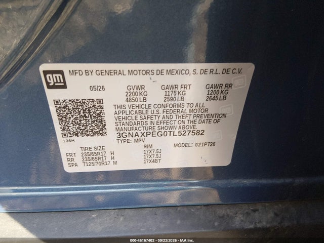Chevrolet Equinox Awd Lt 2026 3GNAXPEG0TL527582 Image 9