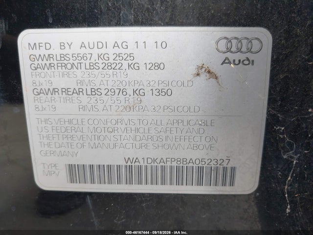 Продажа на аукционе авто 2011 Audi Q5 3.2 Premium Plus, vin: WA1DKAFP8BA052327, номер лота: 46167444