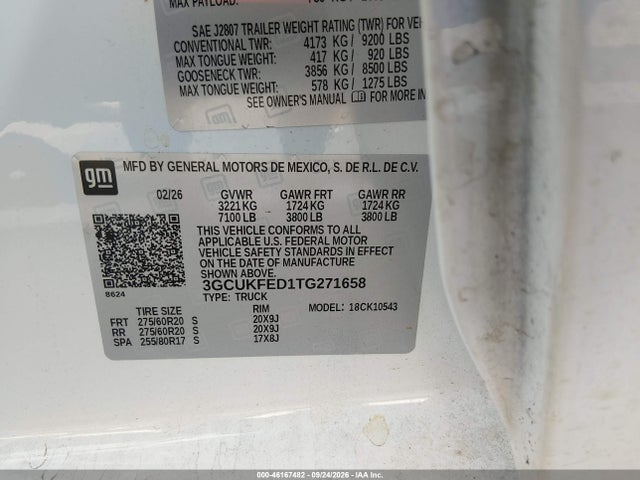 Продаж на аукціоні авто 2026 Chevrolet Silverado 1500 4wd  Short Bed Lt Trail Boss, vin: 3GCUKFED1TG271658, номер лоту: 46167482