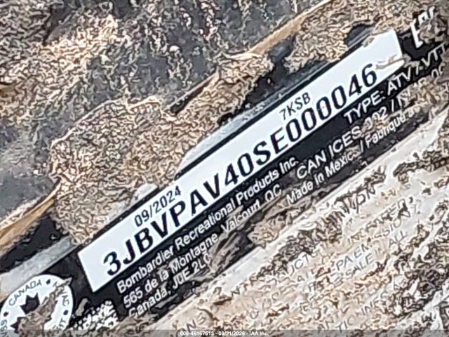 46167513 :رقم المزاد ، 3JBVPAV40SE000046 vin ، 2025 Can-am Maverick X3 X Rc 64 Turbo Rr مزاد بيع