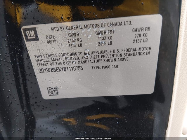 Aukcja sprzedaży 2011 Chevrolet Impala Lt, vin: 2G1WB5EK1B1119753, numer aukcji: 46167523