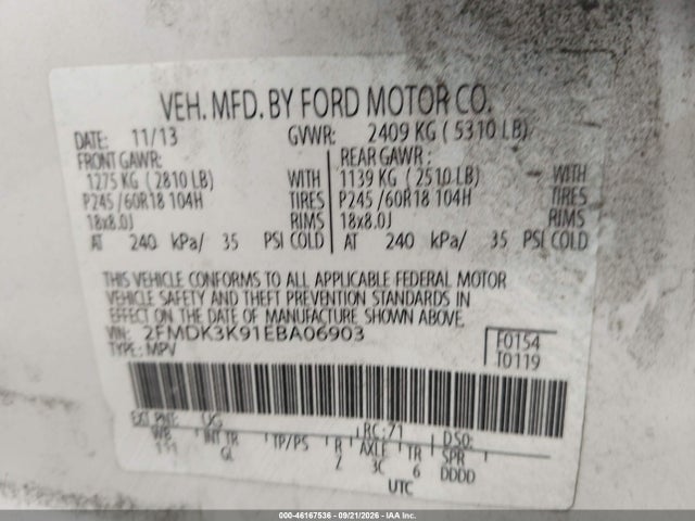 Продажа на аукционе авто 2014 Ford Edge Limited, vin: 2FMDK3K91EBA06903, номер лота: 46167536