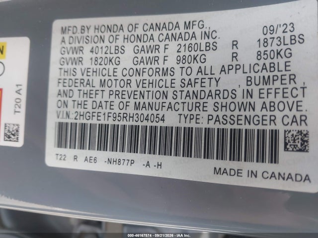 Honda Civic Touring 2024 2HGFE1F95RH304054 Image 9