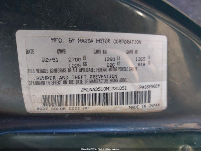 Продаж на аукціоні авто 1991 Mazda Mx-5 Miata, vin: JM1NA3510M1231051, номер лоту: 46167579