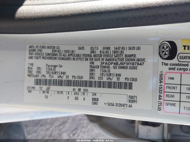 Ford FIESTA SE 2015 3FADP4BJ6FM187847 Image 9