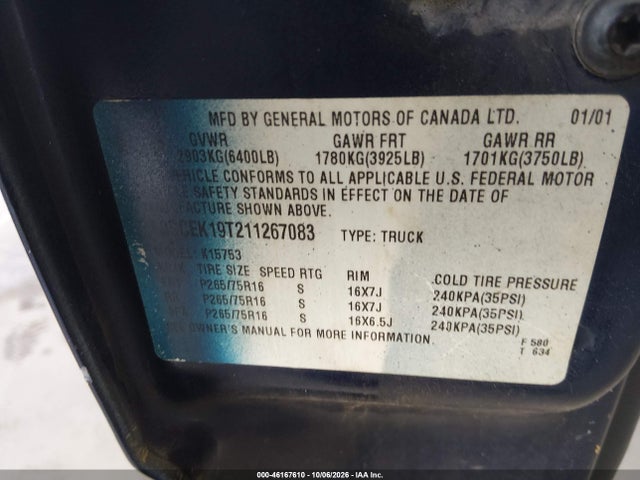 Продажа на аукционе авто 2001 Chevrolet Silverado 1500 Ls, vin: 2GCEK19T211267083, номер лота: 46167610