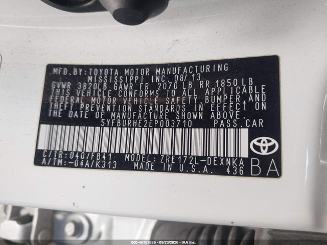 Toyota Corolla Le Plus 2014 5YFBURHE2EP003710 Image 9