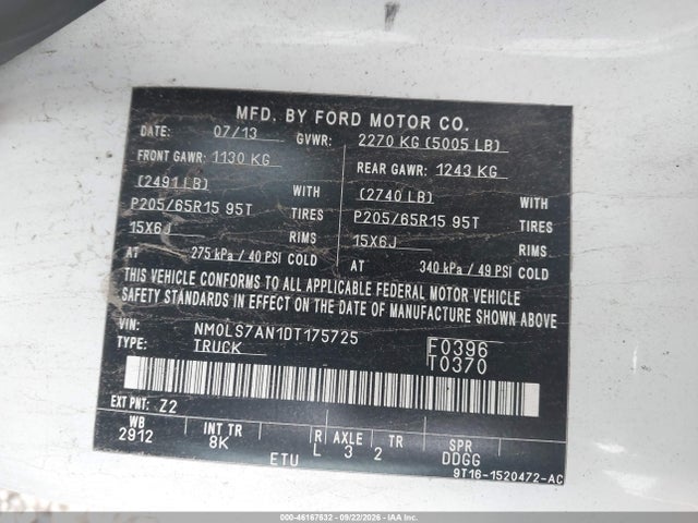 Продажа на аукционе авто 2013 Ford Transit Connect Xl, vin: NM0LS7AN1DT175725, номер лота: 46167632