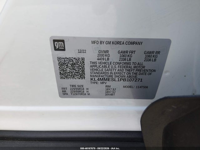 46167679 :رقم المزاد ، KL4MMESL1PB107271 vin ، 2023 Buick Encore Gx Select Awd مزاد بيع