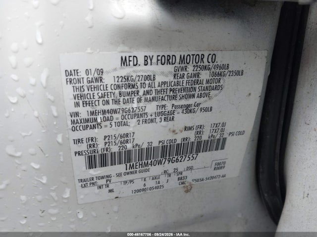 Продаж на аукціоні авто 2009 Mercury Sable, vin: 1MEHM40W79G627557, номер лоту: 46167706