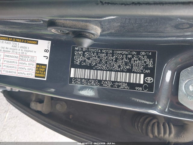 Aukcja sprzedaży 2015 Toyota Prius Three, vin: JTDKN3DU1F0394710, numer aukcji: 46167713