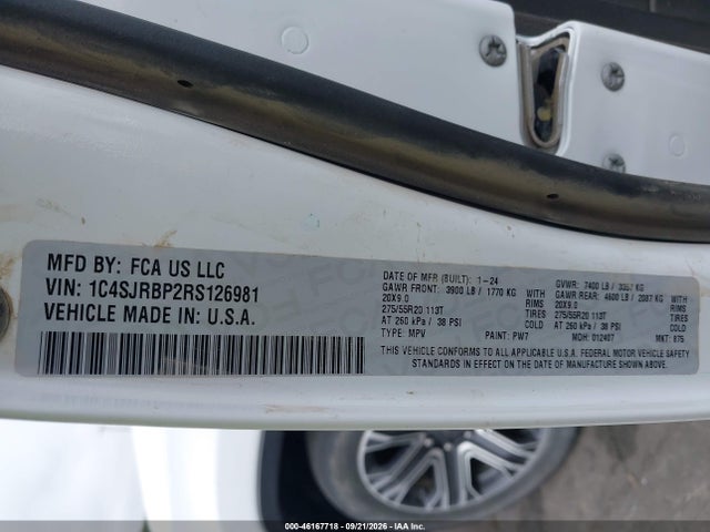 Aukcja sprzedaży 2024 Jeep Wagoneer L Series Ii 4x2, vin: 1C4SJRBP2RS126981, numer aukcji: 46167718