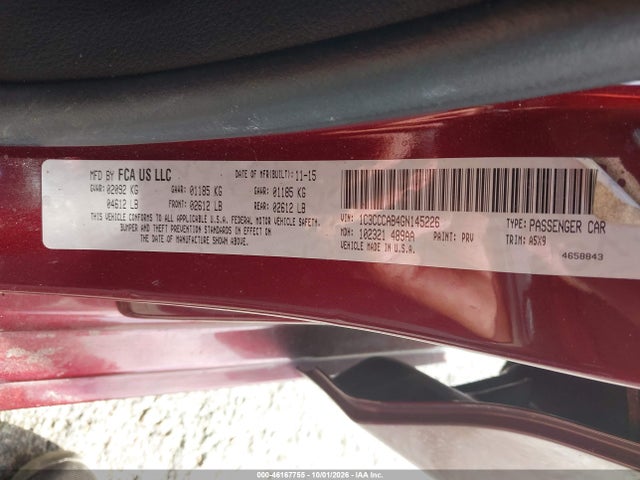 Продажа на аукционе авто 2016 Chrysler 200 Limited, vin: 1C3CCCAB4GN145226, номер лота: 46167755