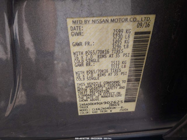 Nissan Frontier Sv 2016 1N6AD0ER9GN902625 Image 9