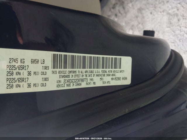 46167836 :رقم المزاد ، 2C4RDGCG2DR788773 vin ، 2013 Dodge Grand Caravan Sxt مزاد بيع
