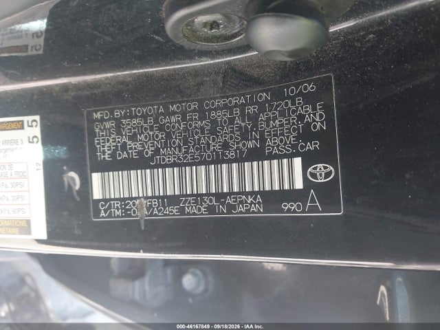 Продажа на аукционе авто 2007 Toyota Corolla Le, vin: JTDBR32E570113817, номер лота: 46167849