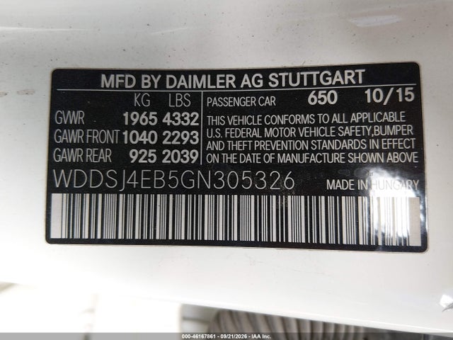WDDSJ4EB5GN305326 Mercedes-Benz CLA 250