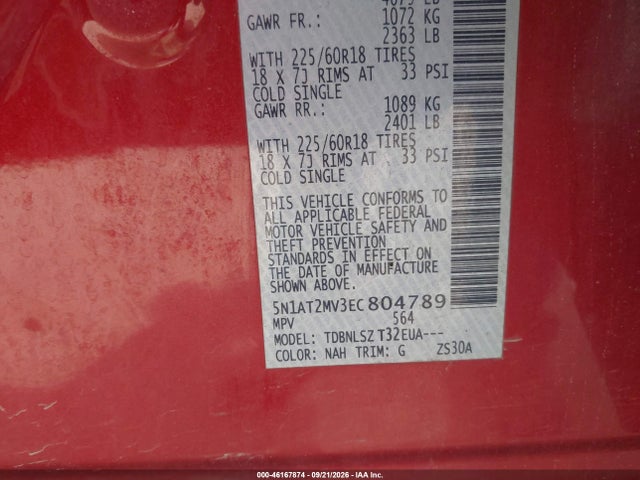 Продаж на аукціоні авто 2014 Nissan Rogue Sl, vin: 5N1AT2MV3EC804789, номер лоту: 46167874