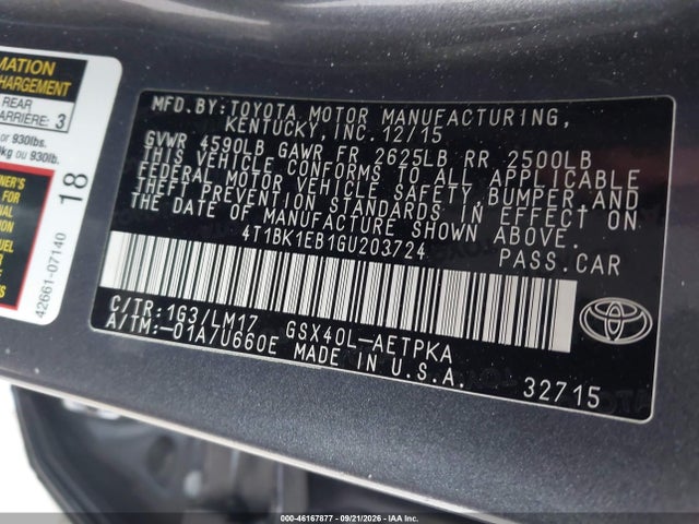 Продажа на аукционе авто 2016 Toyota Avalon Limited, vin: 4T1BK1EB1GU203724, номер лота: 46167877