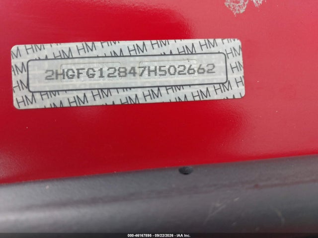 Продаж на аукціоні авто 2007 Honda Civic Ex, vin: 2HGFG12847H502662, номер лоту: 46167895