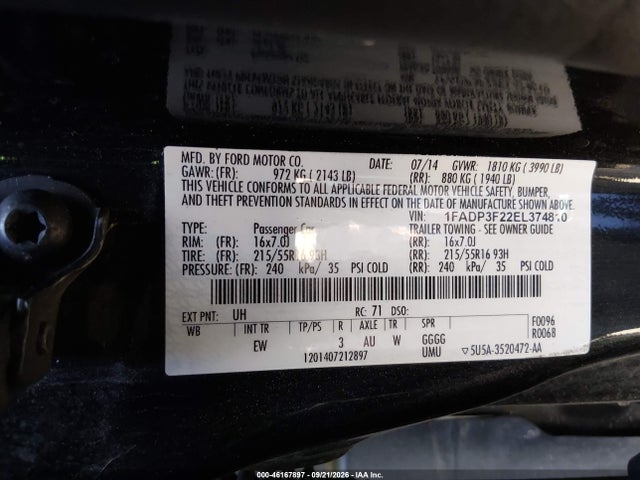Ford FOCUS SE 2014 1FADP3F22EL374810 Image 9