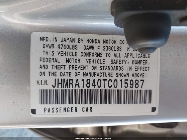 46167956 :رقم المزاد ، JHMRA1840TC015987 vin ، 1996 Honda Odyssey Lx مزاد بيع