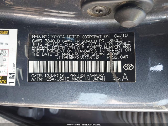 Продаж на аукціоні авто 2010 Toyota Corolla Le, vin: JTDBU4EEXA9108132, номер лоту: 46167979