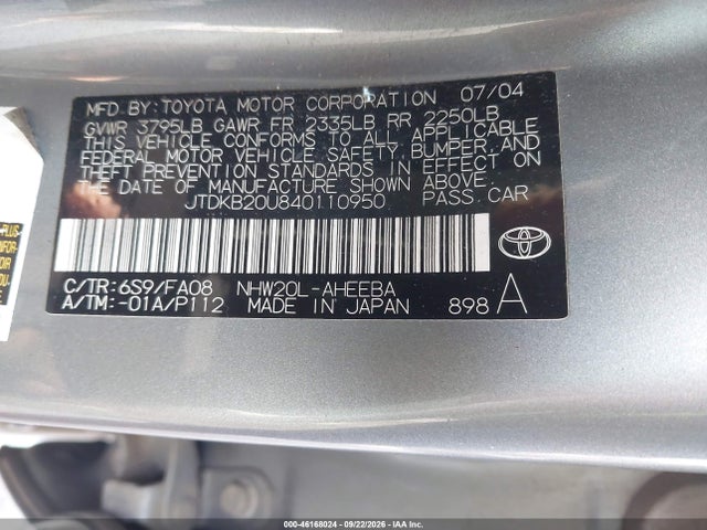 Продаж на аукціоні авто 2004 Toyota Prius, vin: JTDKB20U840110950, номер лоту: 46168024