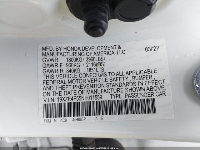 Honda INSIGHT EX 2022 19XZE4F55NE011559 Image 9