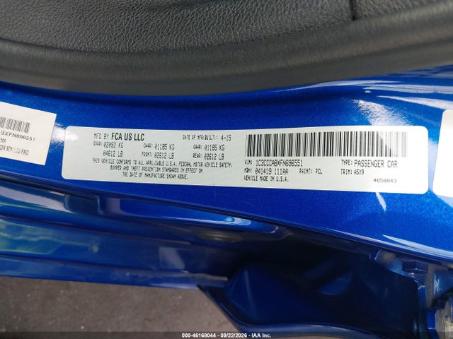 Aukcja sprzedaży 2015 Chrysler 200 Limited, vin: 1C3CCCABXFN696551, numer aukcji: 46168044
