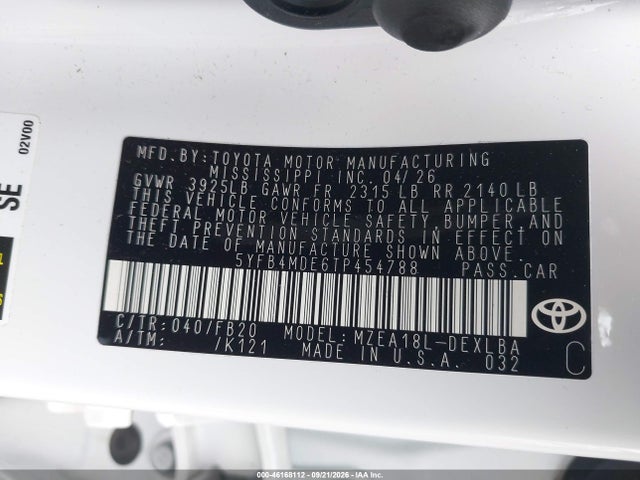 Toyota COROLLA LE 2026 5YFB4MDE6TP454788 Image 9
