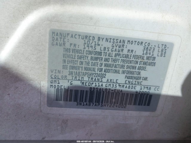Nissan SENTRA S 2017 3N1AB7AP5HY224002 Image 9