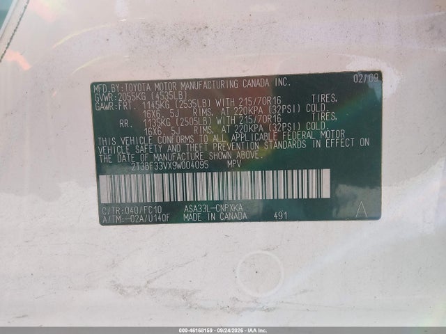 Продажа на аукционе авто 2009 Toyota Rav4, vin: 2T3BF33VX9W004095, номер лота: 46168159