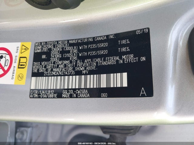 46168163 :رقم المزاد ، 2T2ZZMCA7KC143735 vin ، 2019 Lexus Rx 350 مزاد بيع