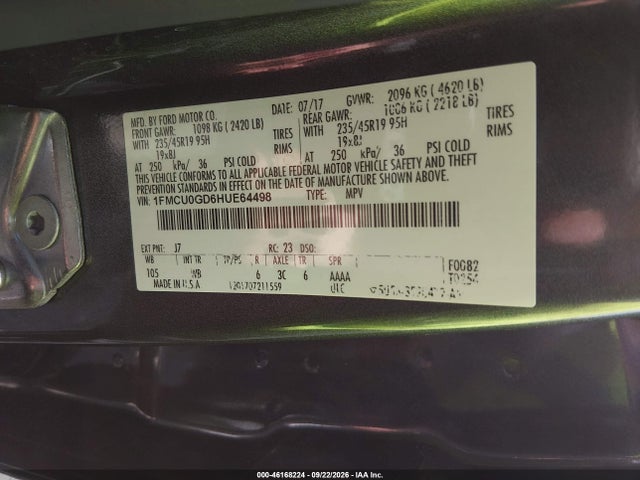Продажа на аукционе авто 2017 Ford Escape Se, vin: 1FMCU0GD6HUE64498, номер лота: 46168224