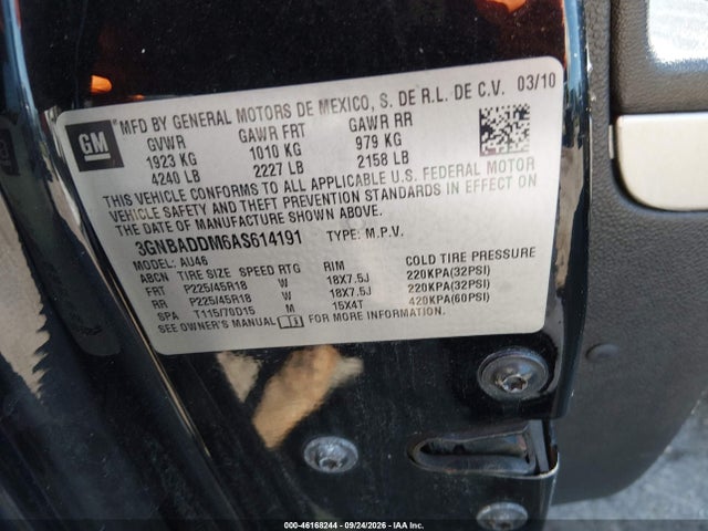 Продаж на аукціоні авто 2010 Chevrolet Hhr Ss, vin: 3GNBADDM6AS614191, номер лоту: 46168244