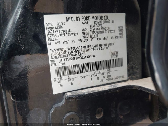 2016 Ford F-250 Xlt მანქანა იყიდება აუქციონზე, vin: 1FT7W2BT8GEA10188, აუქციონის ნომერი: 46168293