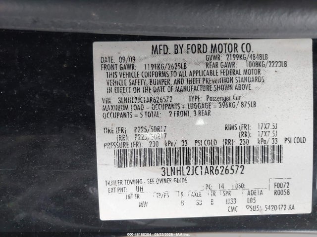 Продаж на аукціоні авто 2010 Lincoln Mkz, vin: 3LNHL2JC1AR626572, номер лоту: 46168304