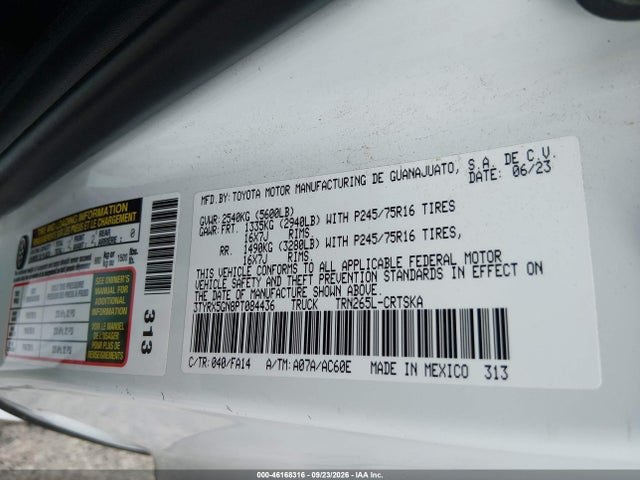 46168316 :رقم المزاد ، 3TYRX5GN8PT084436 vin ، 2023 Toyota Tacoma 2wd Sr مزاد بيع