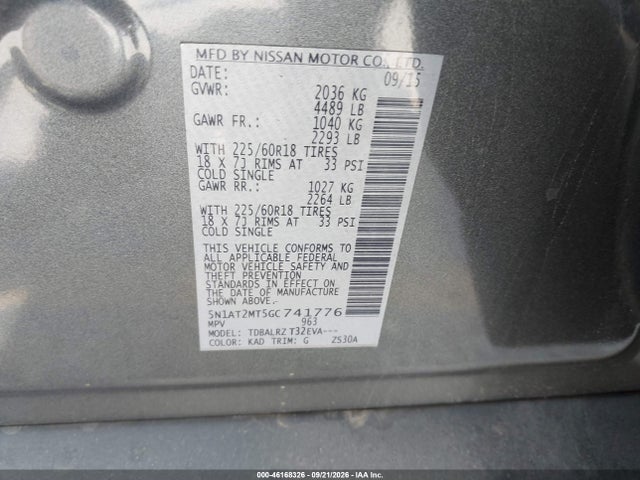 Nissan Rogue Sl 2016 5N1AT2MT5GC741776 Image 9