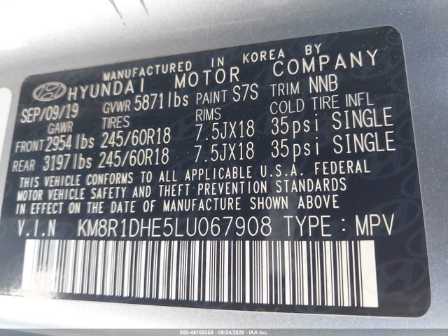 Продажа на аукционе авто 2020 Hyundai Palisade Se, vin: KM8R1DHE5LU067908, номер лота: 46168359