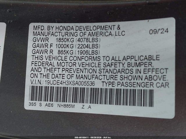 2025 Acura Integra A-spec მანქანა იყიდება აუქციონზე, vin: 19UDE4H3XSA005536, აუქციონის ნომერი: 46168411
