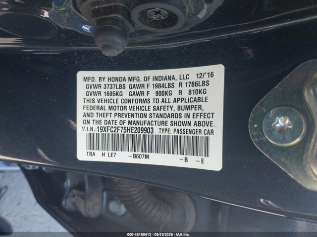 Honda CIVIC EX 2017 19XFC2F75HE209903 Image 9